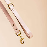 Luxury leather dog leash in blush.